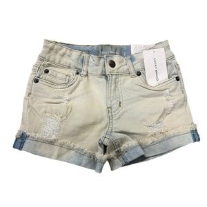 Lucky Brand Girls Cuffed Jean Shorts, Stretch Denim with 5 Pockets, Mid to High